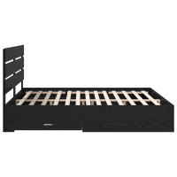 Produktbild för Sängram med låda Svart Ek 180 x 200 cm Konstruerat trä
