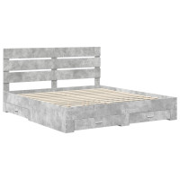 Produktbild för Sängram med låda Betonggrå 180 x 200 cm Konstruerat trä