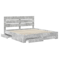 Produktbild för Sängram med låda Betonggrå 180 x 200 cm Konstruerat trä