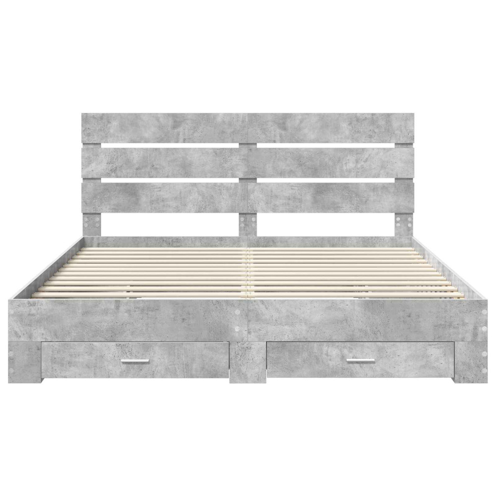Produktbild för Sängram med låda Betonggrå 180 x 200 cm Konstruerat trä
