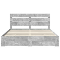 Produktbild för Sängram med låda Betonggrå 180 x 200 cm Konstruerat trä