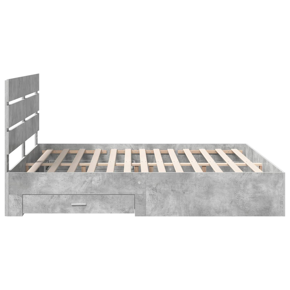Produktbild för Sängram med låda Betonggrå 180 x 200 cm Konstruerat trä