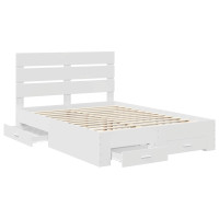 Produktbild för Sängram med låda med lagring Vit 160 x 200 cm Konstruerat trä