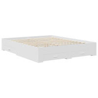 Produktbild för Sängram med låda med lagring Vit 160 x 200 cm Konstruerat trä