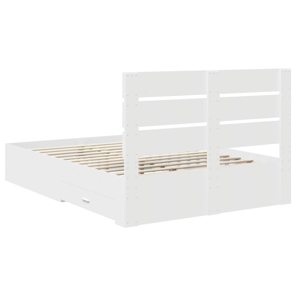 Produktbild för Sängram med låda med lagring Vit 160 x 200 cm Konstruerat trä