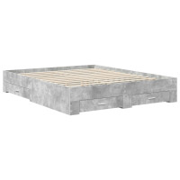 Produktbild för Sängram med låda Betonggrå 160 x 200 cm Konstruerat trä