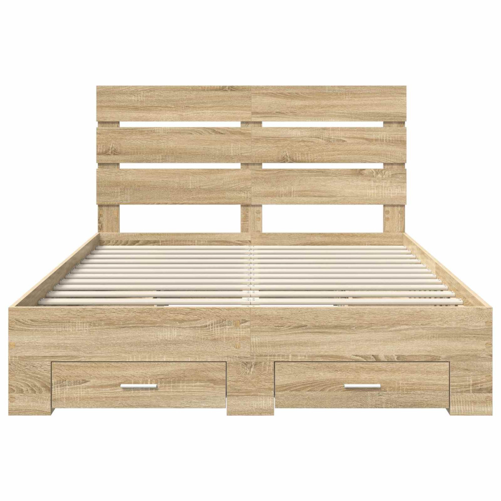 Produktbild för Sängram med låda Sonoma-ek 150 x 200 cm Konstruerat trä
