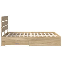 Produktbild för Sängram med låda Sonoma-ek 150 x 200 cm Konstruerat trä