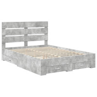Produktbild för Sängram med låda Betonggrå 150 x 200 cm Konstruerat trä