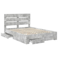 Produktbild för Sängram med låda Betonggrå 150 x 200 cm Konstruerat trä