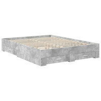 Produktbild för Sängram med låda Betonggrå 150 x 200 cm Konstruerat trä