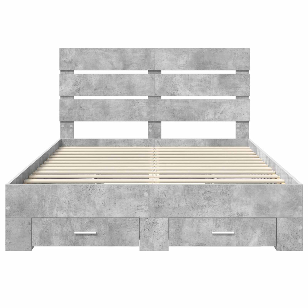 Produktbild för Sängram med låda Betonggrå 150 x 200 cm Konstruerat trä