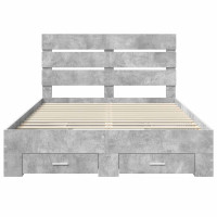 Produktbild för Sängram med låda Betonggrå 150 x 200 cm Konstruerat trä
