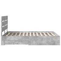 Produktbild för Sängram med låda Betonggrå 150 x 200 cm Konstruerat trä