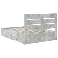 Produktbild för Sängram med låda Betonggrå 150 x 200 cm Konstruerat trä
