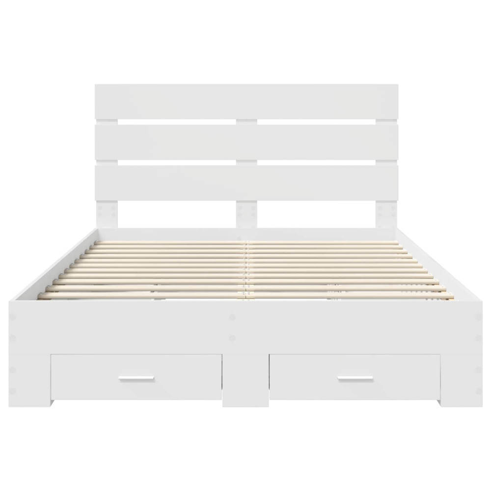 Produktbild för Sängram med låda med lagring Vit 140 x 200 cm Konstruerat trä