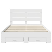 Produktbild för Sängram med låda med lagring Vit 140 x 200 cm Konstruerat trä