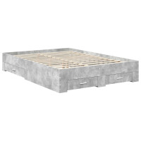 Produktbild för Sängram med låda Betonggrå 140 x 200 cm Konstruerat trä