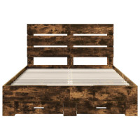 Produktbild för Sängram med låda Rökt ek 140 x 200 cm Konstruerat trä