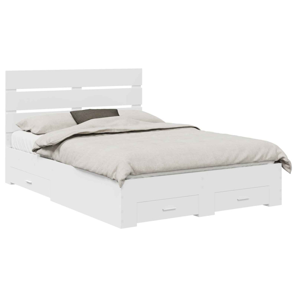 Produktbild för Sängram med låda med lagring Vit 140 x 190 cm Konstruerat trä
