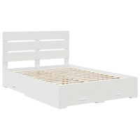Produktbild för Sängram med låda med lagring Vit 140 x 190 cm Konstruerat trä