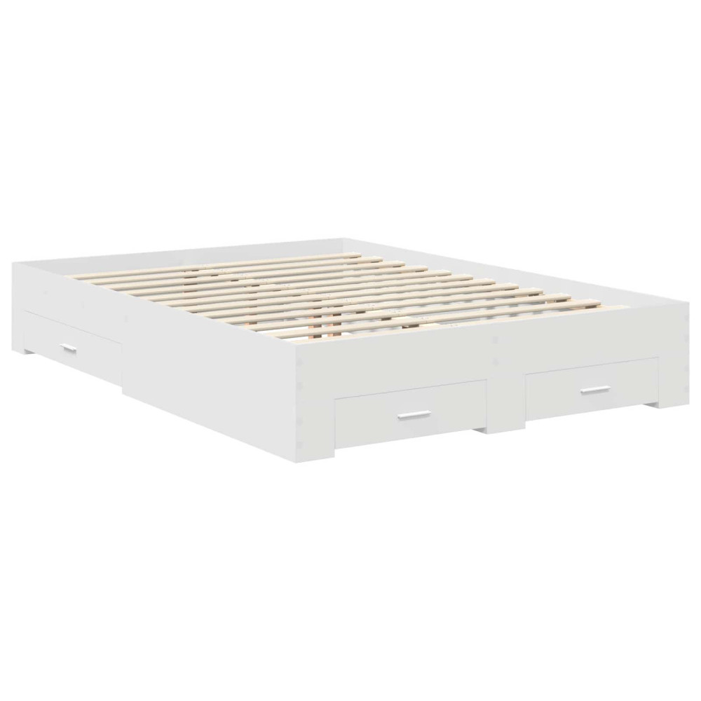 Produktbild för Sängram med låda med lagring Vit 140 x 190 cm Konstruerat trä