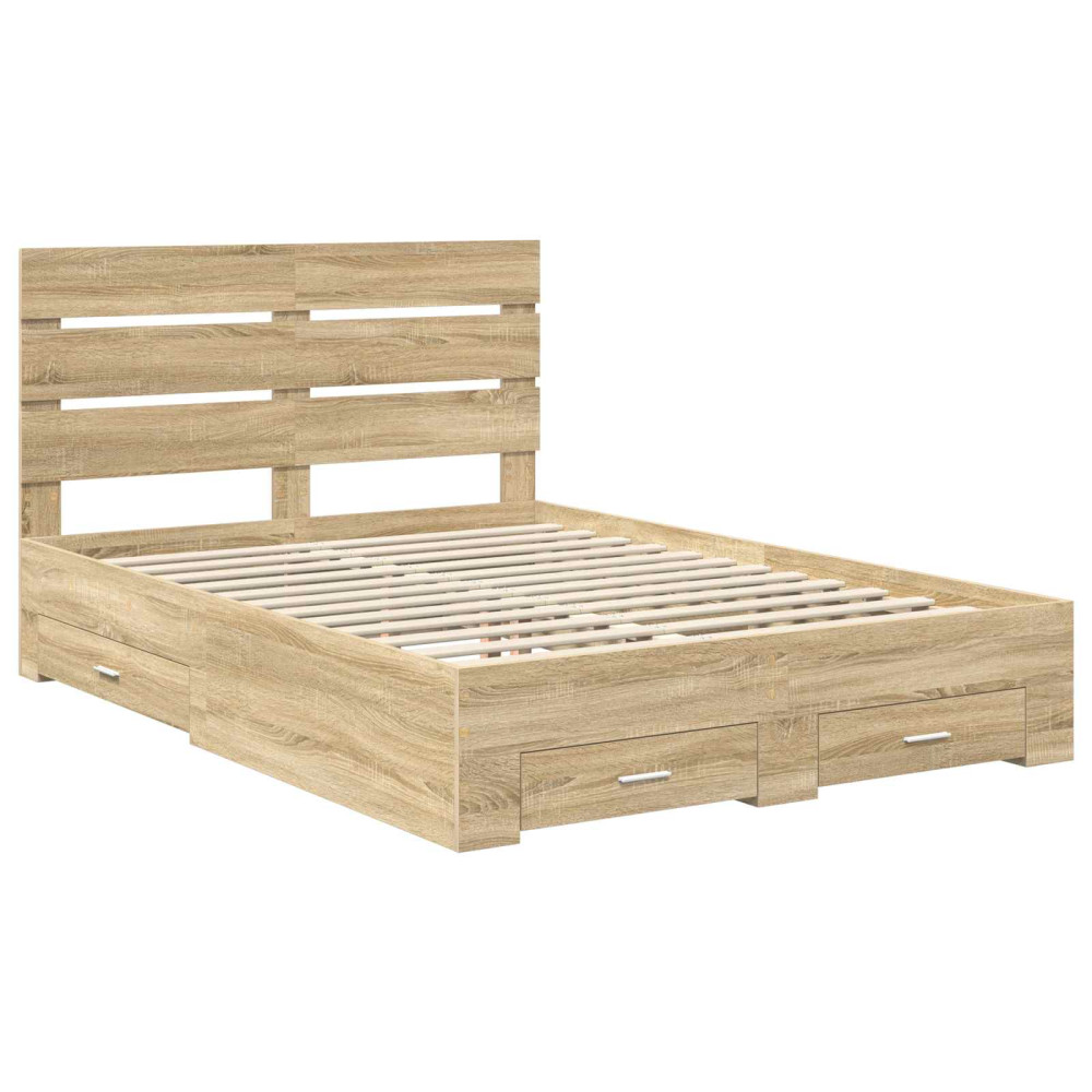 Produktbild för Sängram med låda Sonoma-ek 140 x 190 cm Konstruerat trä