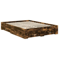 Produktbild för Sängram med låda Rökt ek 140 x 190 cm Konstruerat trä