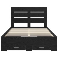 Produktbild för Sängram med låda Svart Ek 135 x 190 cm Konstruerat trä
