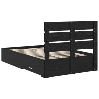 Produktbild för Sängram med låda Svart Ek 135 x 190 cm Konstruerat trä