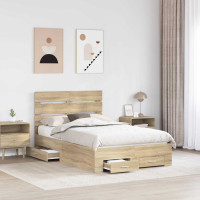 Produktbild för Sängram med låda Sonoma-ek 135 x 190 cm Konstruerat trä