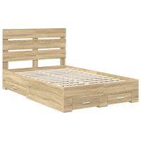 Produktbild för Sängram med låda Sonoma-ek 135 x 190 cm Konstruerat trä