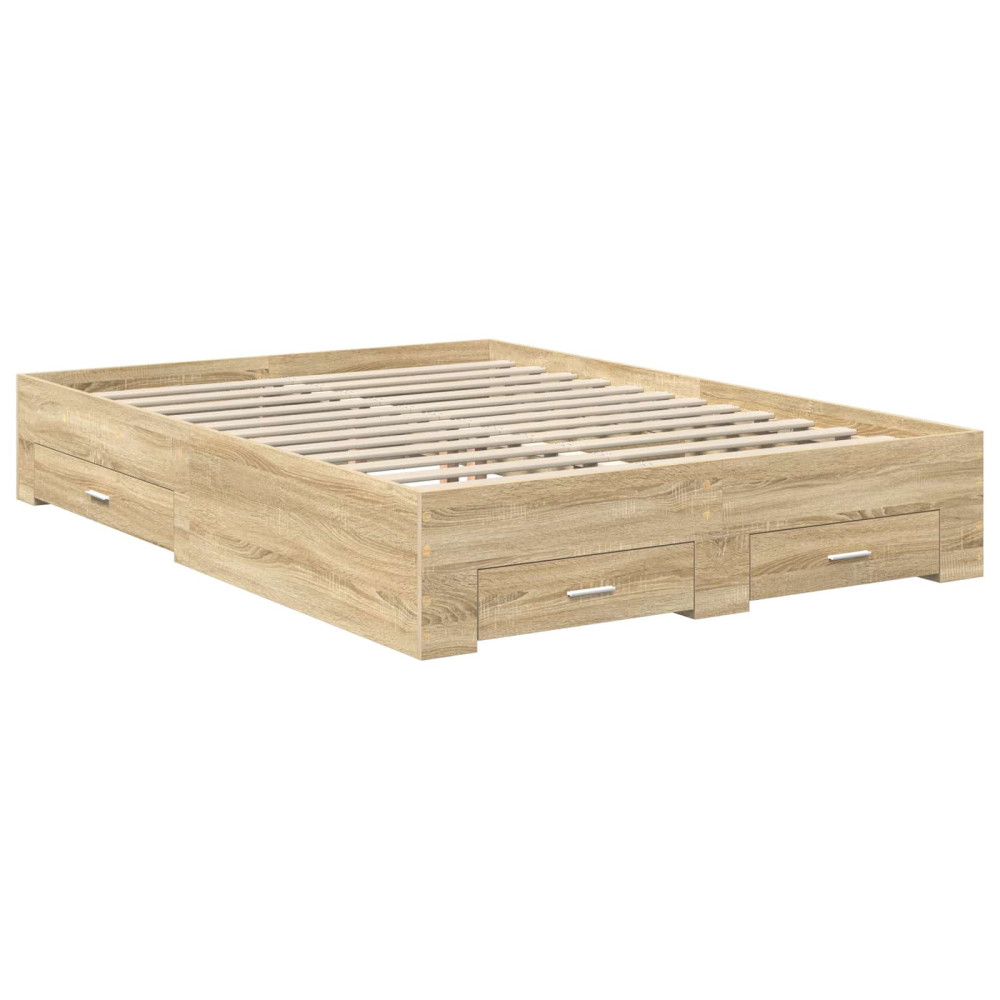 Produktbild för Sängram med låda Sonoma-ek 135 x 190 cm Konstruerat trä