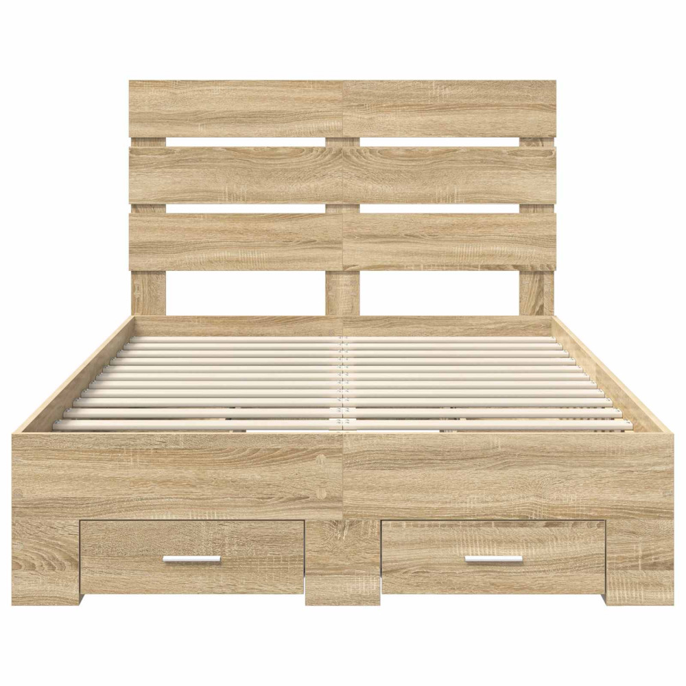 Produktbild för Sängram med låda Sonoma-ek 135 x 190 cm Konstruerat trä