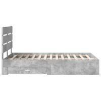 Produktbild för Sängram med låda Betonggrå 135 x 190 cm Konstruerat trä