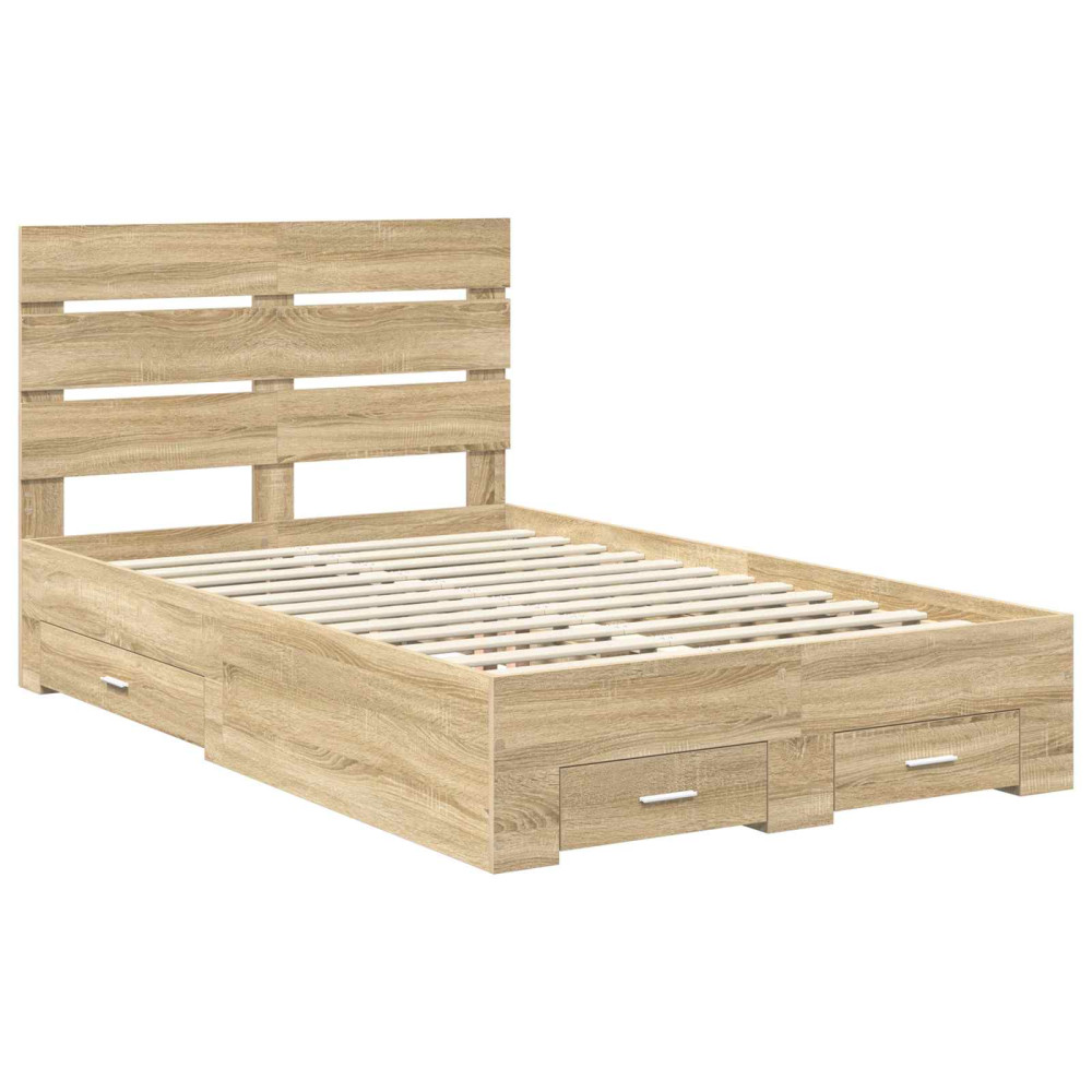 Produktbild för Sängram med låda Sonoma-ek 120 x 200 cm Konstruerat trä