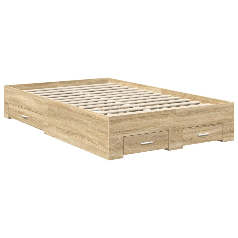 Produktbild för Sängram med låda Sonoma-ek 120 x 200 cm Konstruerat trä