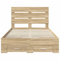 Produktbild för Sängram med låda Sonoma-ek 120 x 200 cm Konstruerat trä