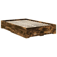Produktbild för Sängram med låda Rökt ek 120 x 200 cm Konstruerat trä