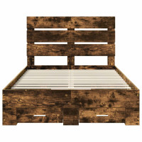 Produktbild för Sängram med låda Rökt ek 120 x 200 cm Konstruerat trä