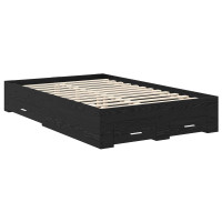 Produktbild för Sängram med låda Svart Ek 120 x 190 cm Konstruerat trä