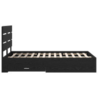 Produktbild för Sängram med låda Svart Ek 120 x 190 cm Konstruerat trä