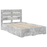 Produktbild för Sängram med låda Betonggrå 120 x 190 cm Konstruerat trä