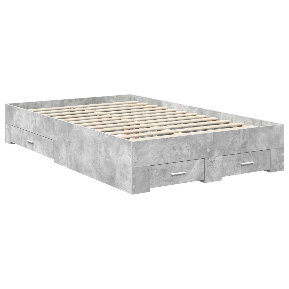 Produktbild för Sängram med låda Betonggrå 120 x 190 cm Konstruerat trä