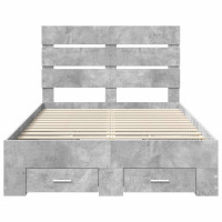 Produktbild för Sängram med låda Betonggrå 120 x 190 cm Konstruerat trä