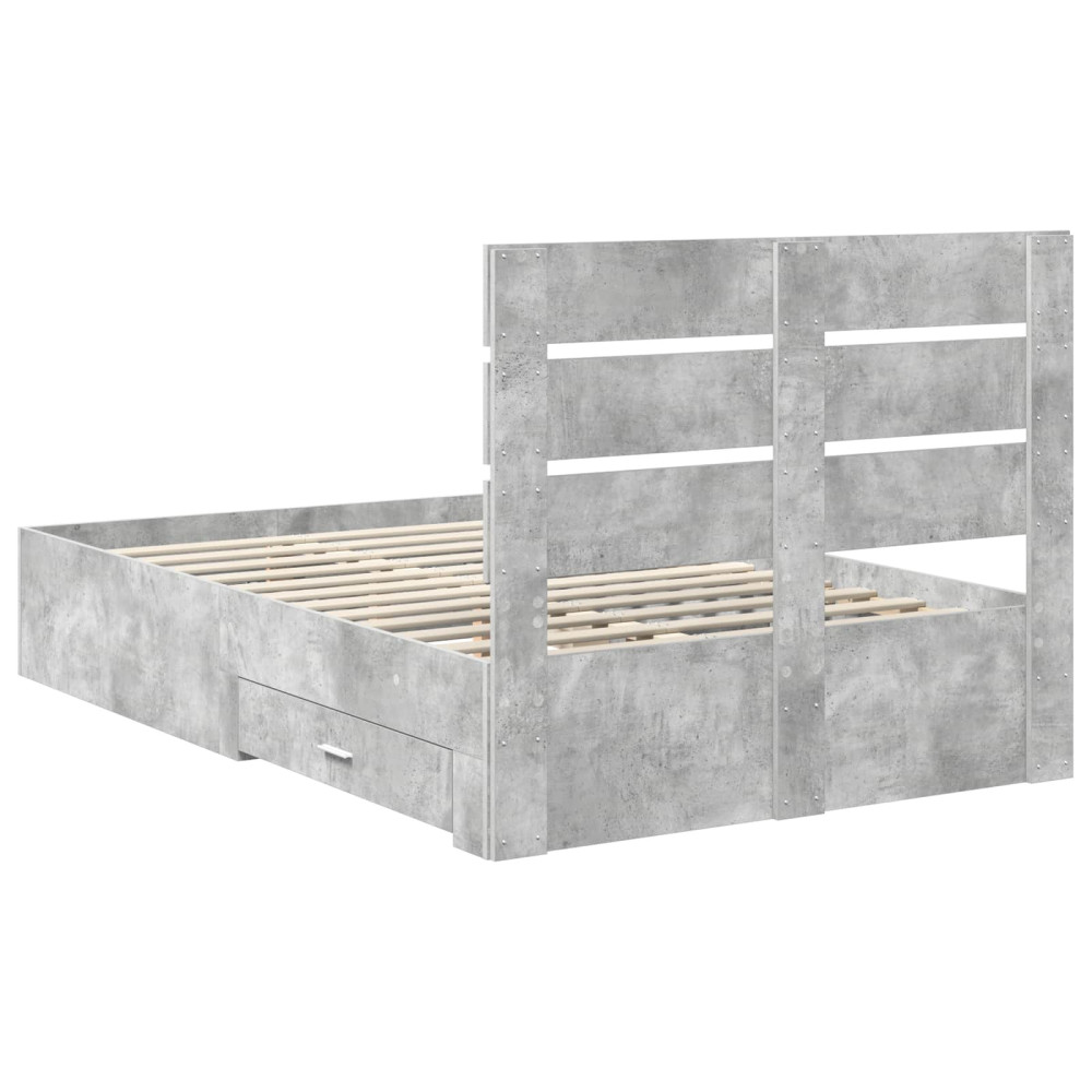 Produktbild för Sängram med låda Betonggrå 120 x 190 cm Konstruerat trä
