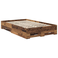 Produktbild för Sängram med låda Gammalt trä 120 x 190 cm Konstruerat trä