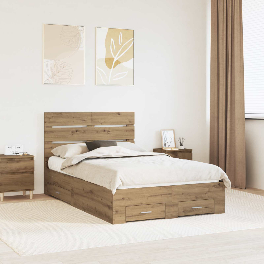 Produktbild för Sängram med låda Artisan Ek 120 x 190 cm Konstruerat trä