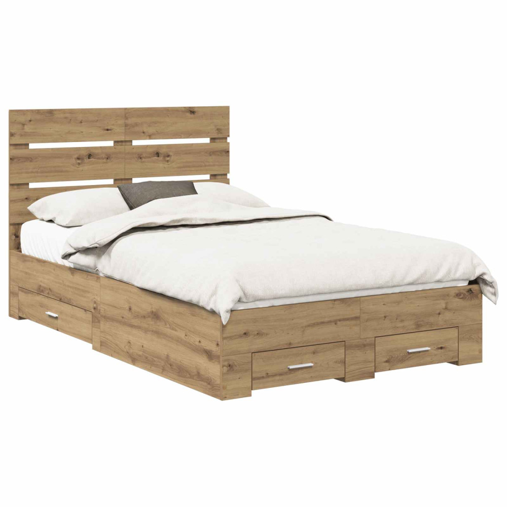 Produktbild för Sängram med låda Artisan Ek 120 x 190 cm Konstruerat trä