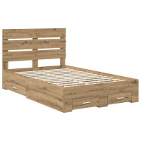 Produktbild för Sängram med låda Artisan Ek 120 x 190 cm Konstruerat trä